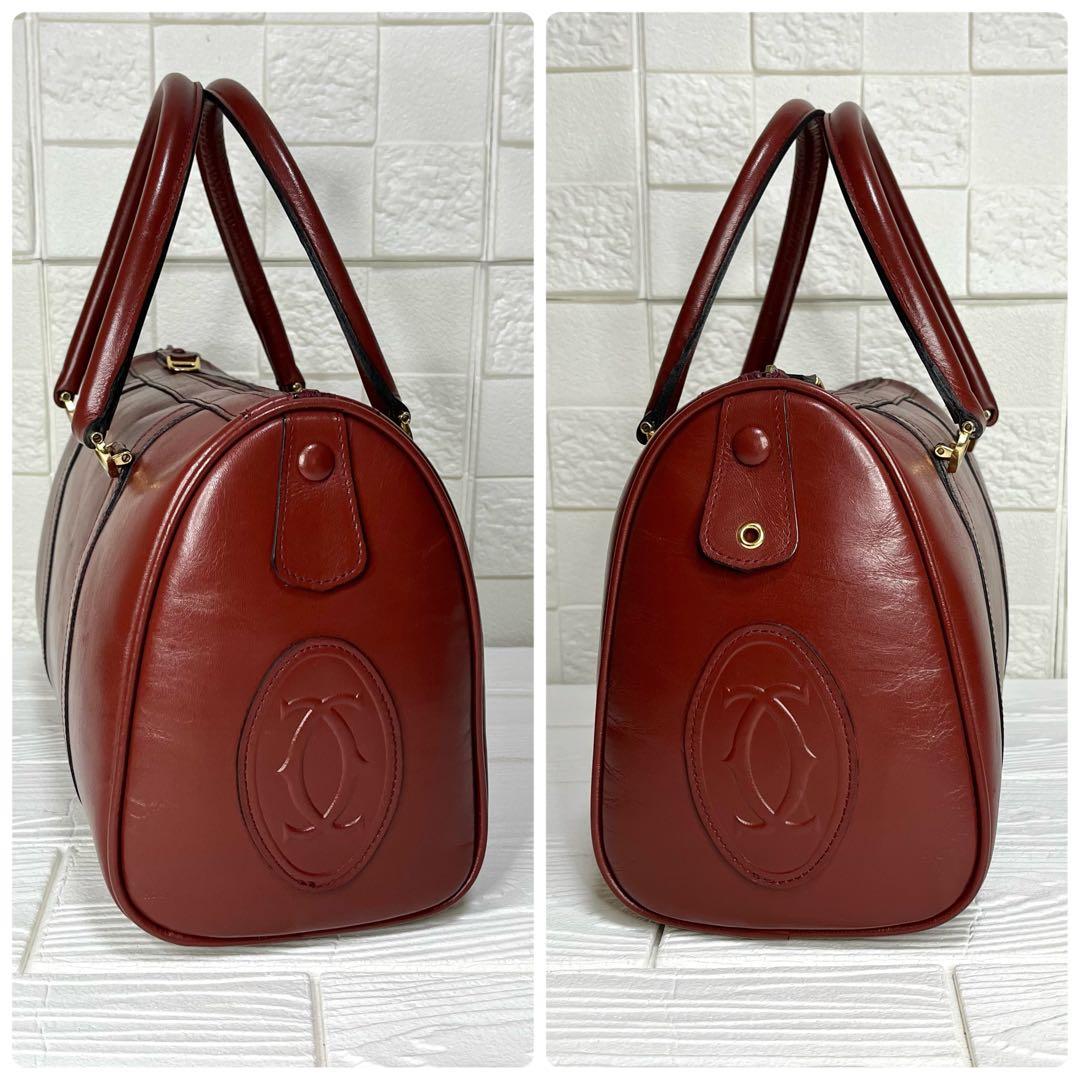 ✨極美品✨☘️Cartier☘️✨ボストンバッグ✨マストライン✨ボルドー✨南京錠✨