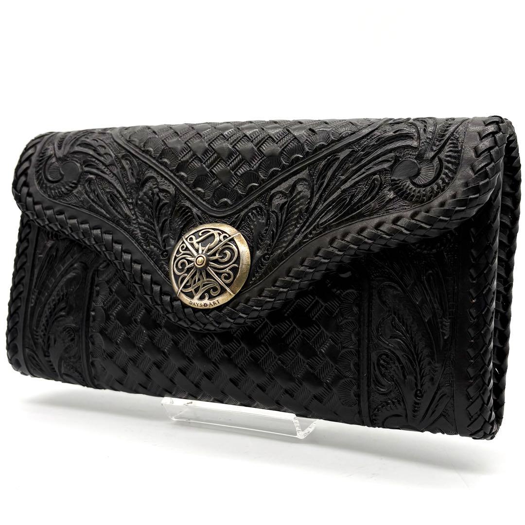 DAYS ART バイカーズウォレット レザー カービング ブラック