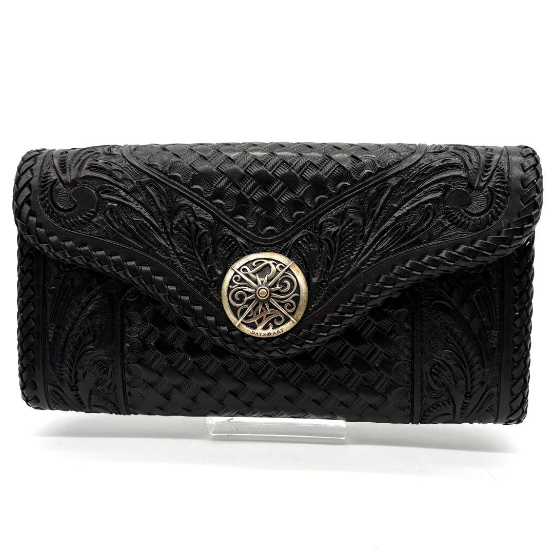 DAYS ART バイカーズウォレット レザー カービング ブラック