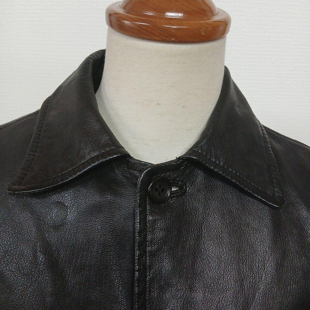 kurin umii908 ゴードレザー ブラックジャケットドット裏地美品