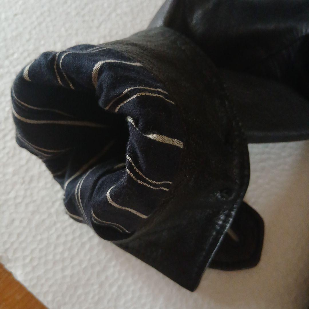 kurin umii908 ゴードレザー ブラックジャケットドット裏地美品