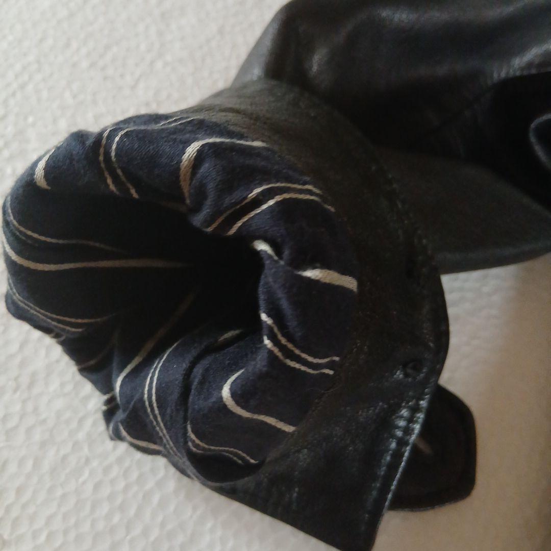 kurin umii908 ゴードレザー ブラックジャケットドット裏地美品