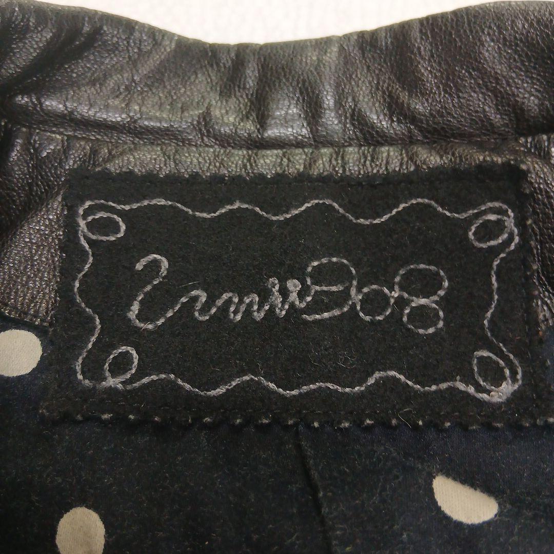 kurin umii908 ゴードレザー ブラックジャケットドット裏地美品