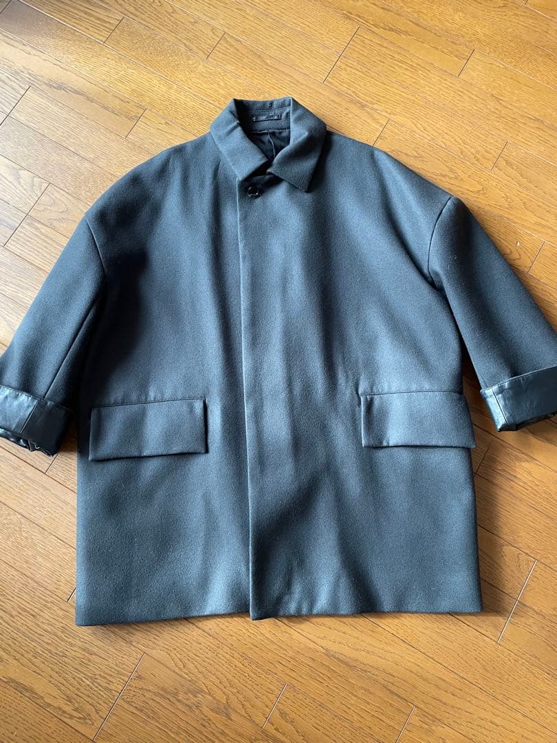 美品 biotop購入 iirot ウールコート（レザー襟、袖）