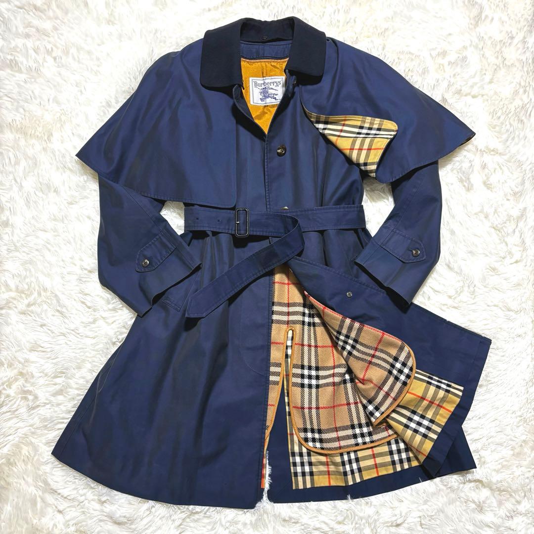 Burberry バーバリー ノバチェック ネイビー トレンチコート ベルト付き
