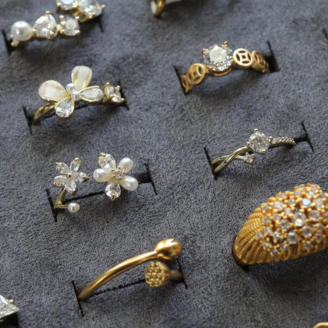 【指輪50点セット】合金×モアサナイト｜重ね付け・ペア可｜まとめ売り