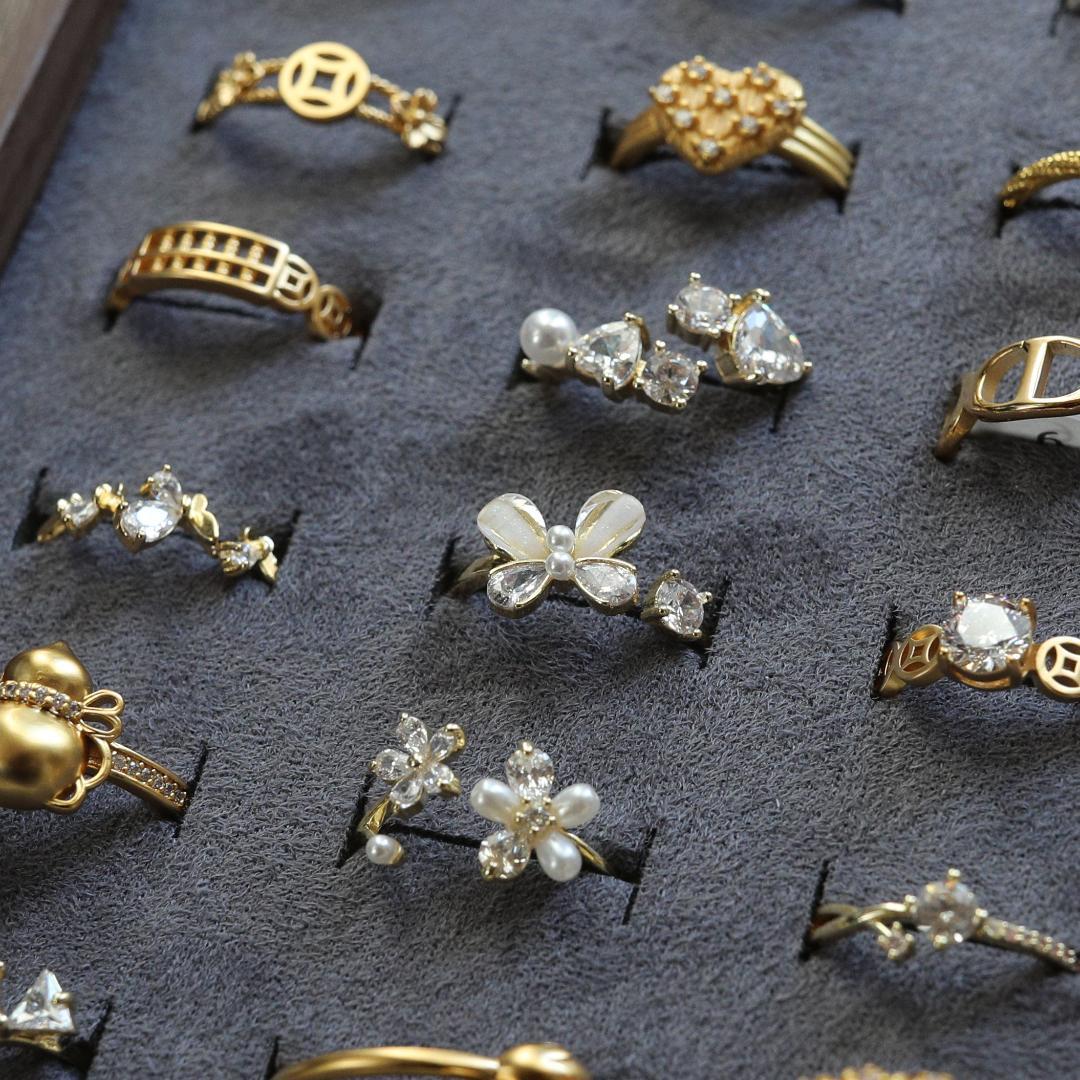 【指輪50点セット】合金×モアサナイト｜重ね付け・ペア可｜まとめ売り