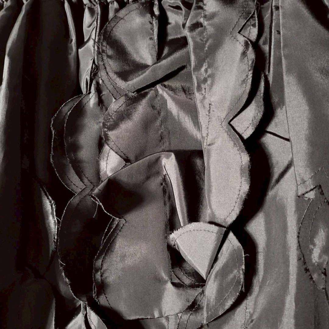 AD2004 コムデギャルソン ひざ丈スカート フリル ポリエステル 黒