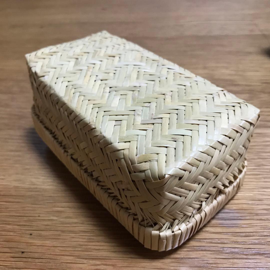 すす竹　岩手二戸鳥越・アジロ編み竹製　お弁当籠　2点セット
