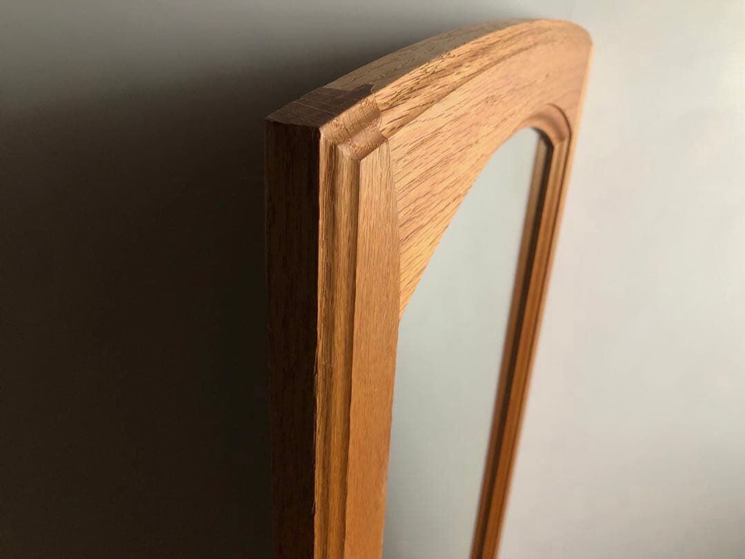 楢 オーク無垢材 縦長 ウォールミラー 壁掛け鏡 姿見 北欧ヴィンテージ