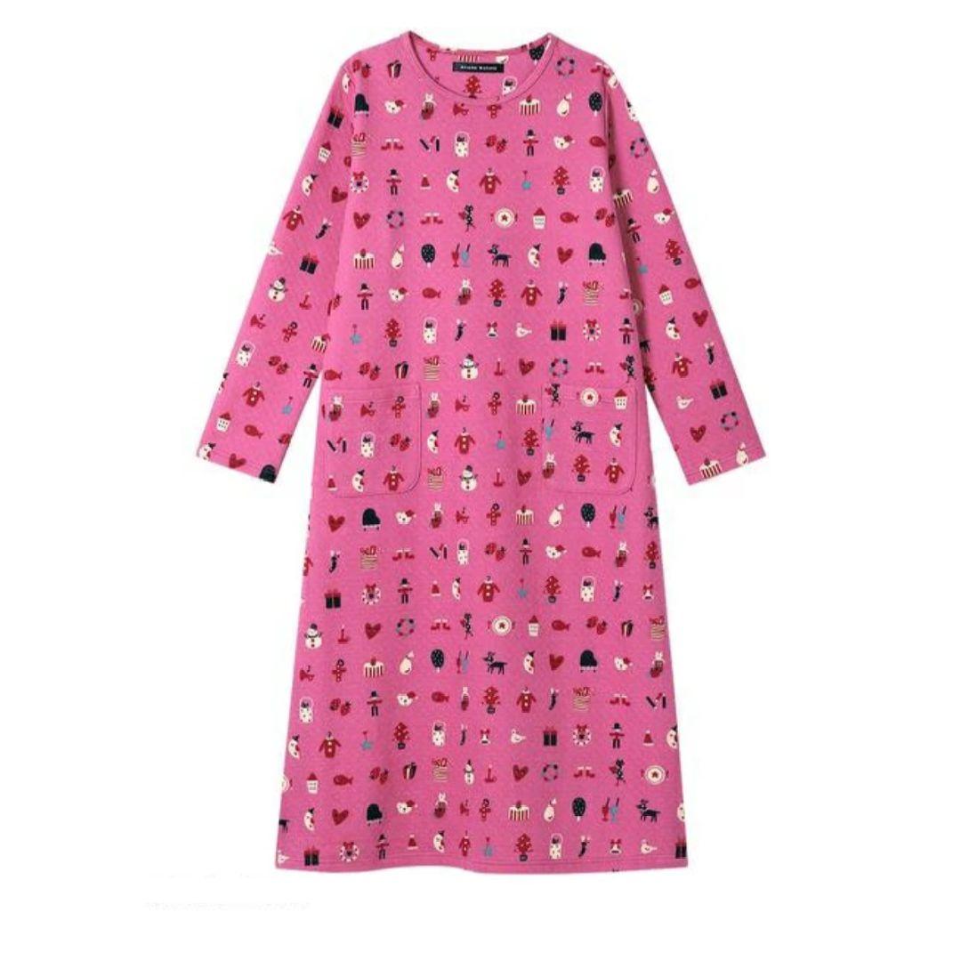 マタノアツコルームウェア　ワンピース　あったか素材　Ｍピンク　ワコール新品