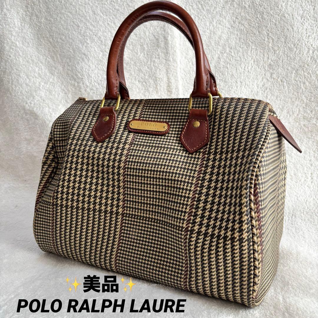 ✨️美品✨️ ポロラルフローレン 千鳥格子柄 ミニボストンバッグ PVCレザー