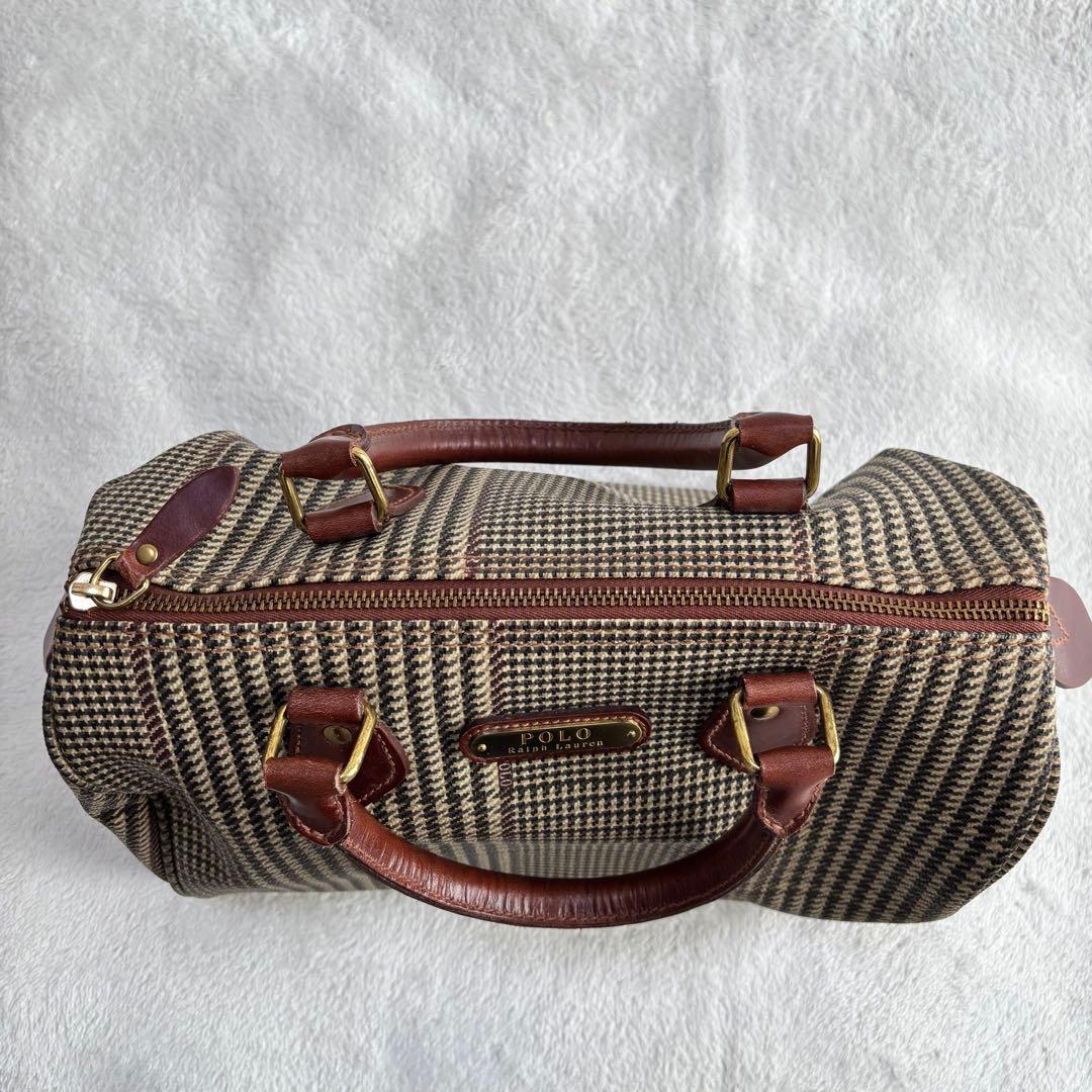 ✨️美品✨️ ポロラルフローレン 千鳥格子柄 ミニボストンバッグ PVCレザー