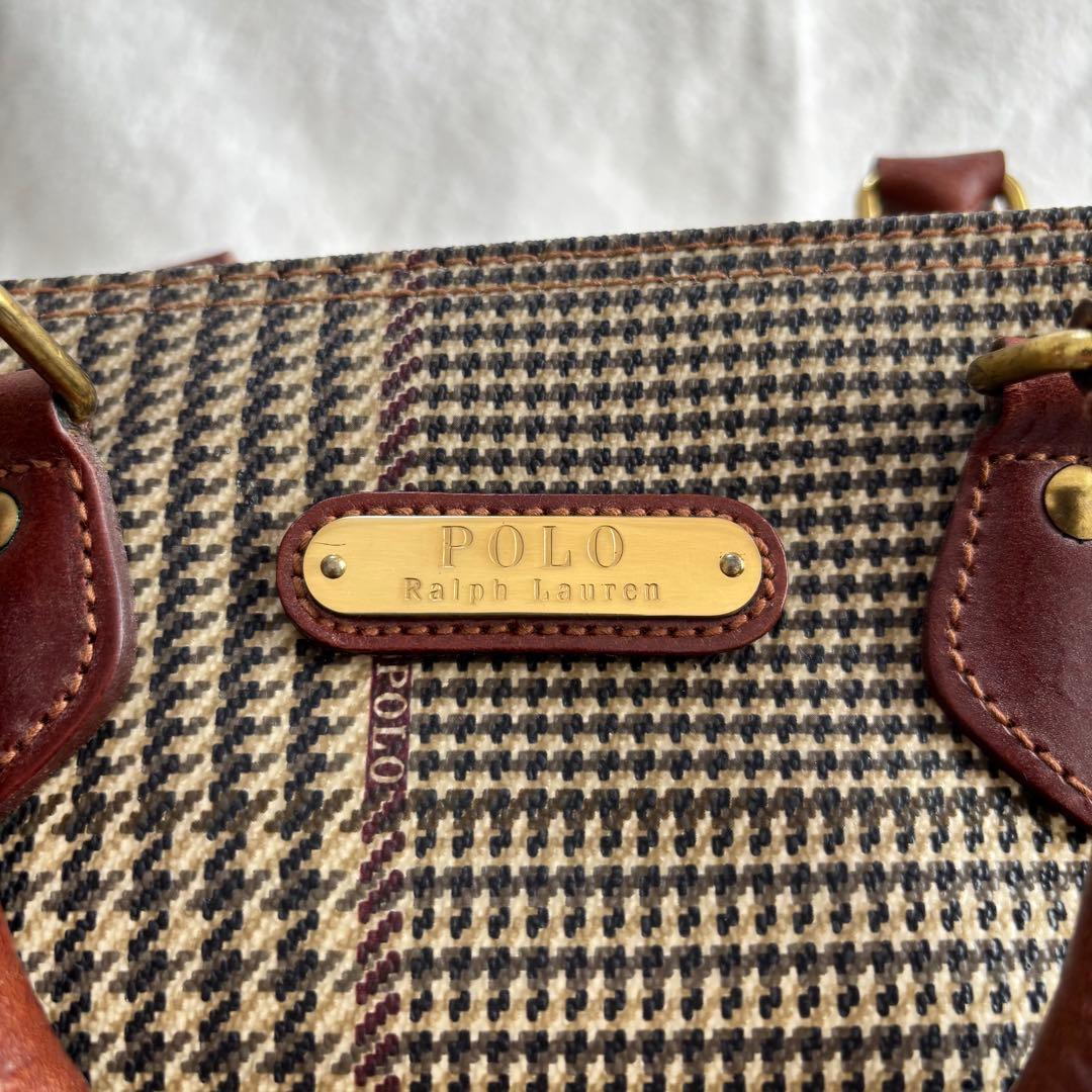 ✨️美品✨️ ポロラルフローレン 千鳥格子柄 ミニボストンバッグ PVCレザー