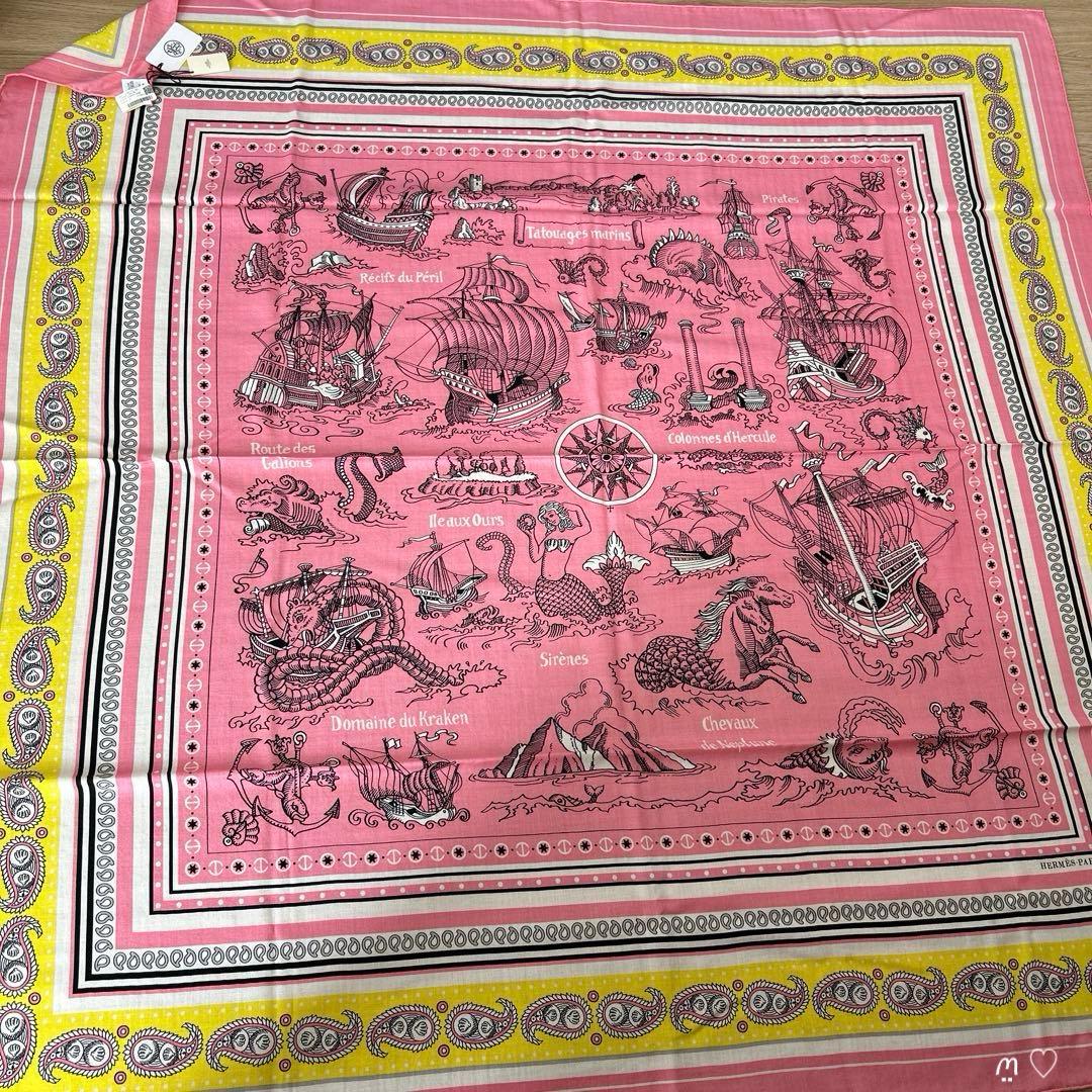 HERMESエルメス　カレ140　ジェアン　船乗りのタトゥー・バンダナ　カシシル