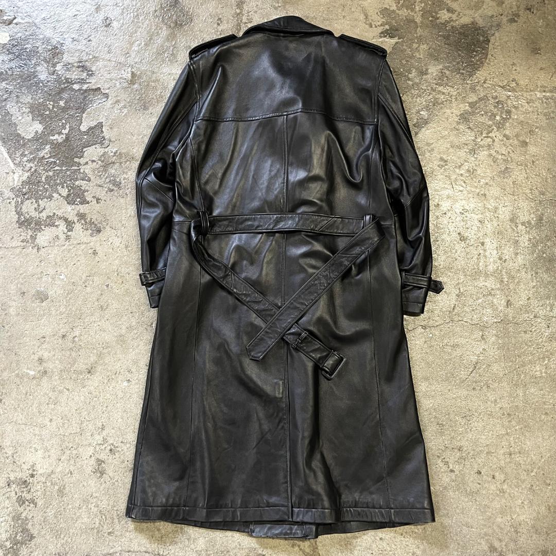BALMAIN バルマン ロング レザー トレンチコート L 羊革