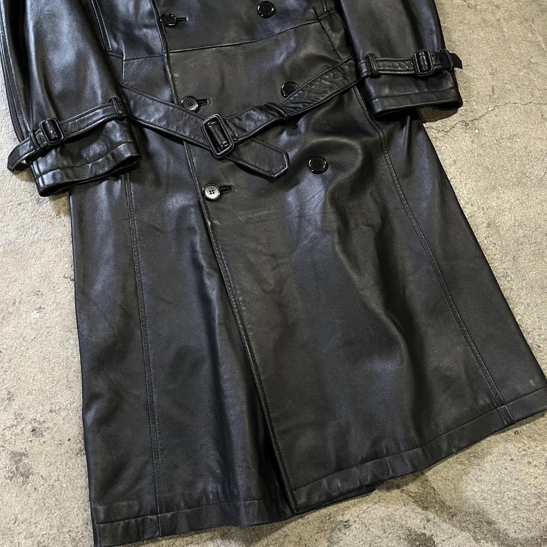 BALMAIN バルマン ロング レザー トレンチコート L 羊革