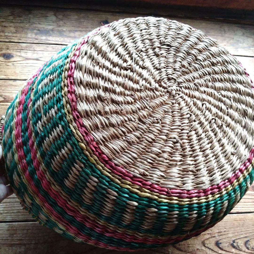 大きなバスケット　アフリカン雑貨　アフリカンバスケット　編みかご