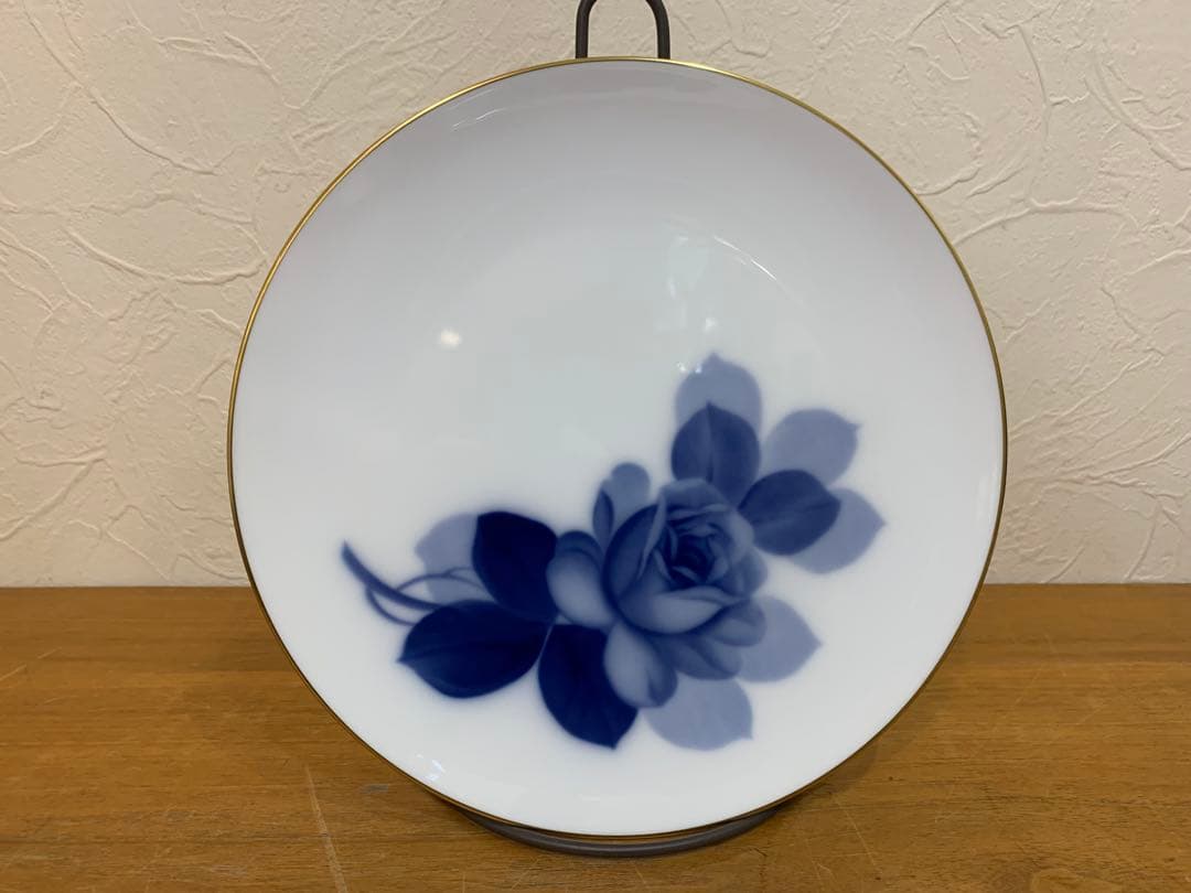 N1129-22★OKURA CHINA 青い花柄の陶器皿6枚セット 直径23㎝