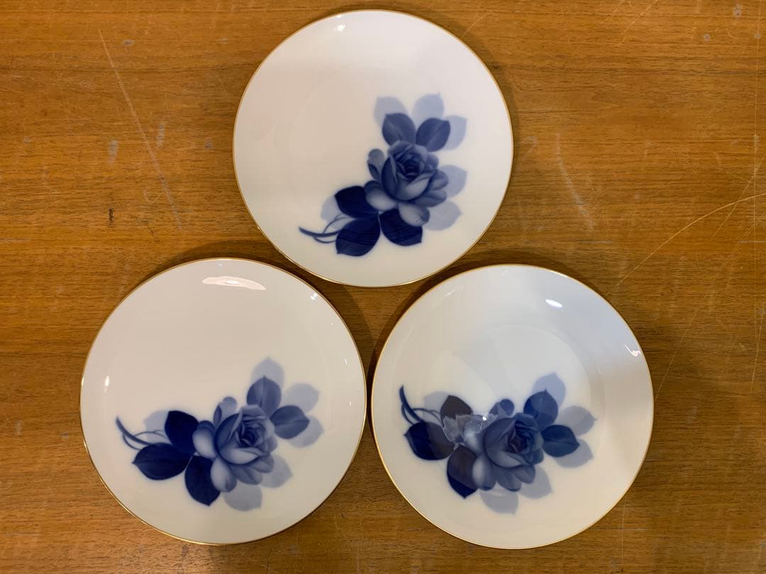 N1129-22★OKURA CHINA 青い花柄の陶器皿6枚セット 直径23㎝
