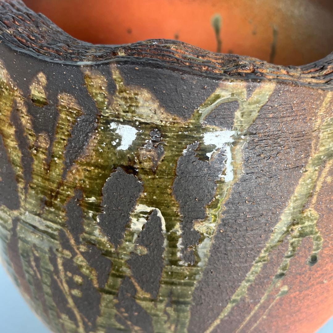 信楽焼傘立て  灰釉掛け流し 高さ42cm