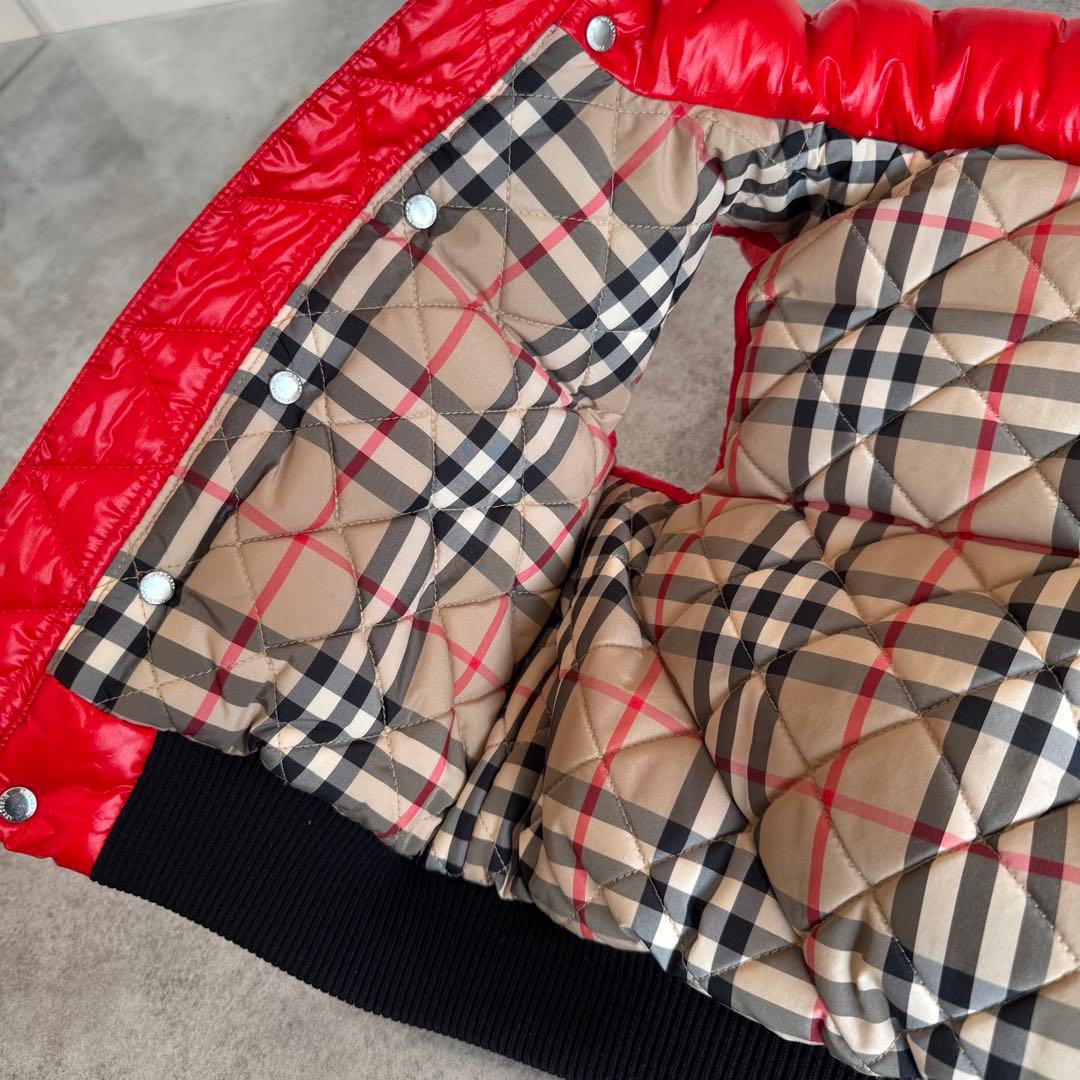 極美品 バーバリー キッズ ダウンベスト 92 赤 フード キッズ