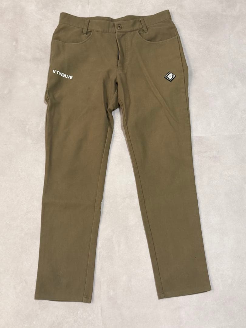 V12 オリーブ スリムフィットパンツ