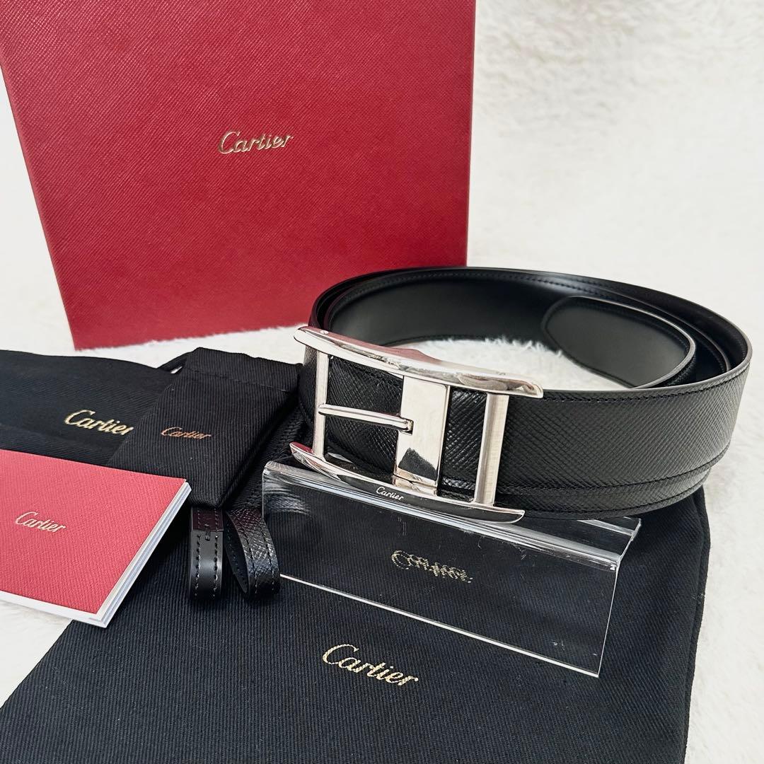 Cartier カルティエ タンクバックル ベルト シルバー ブラック レザー