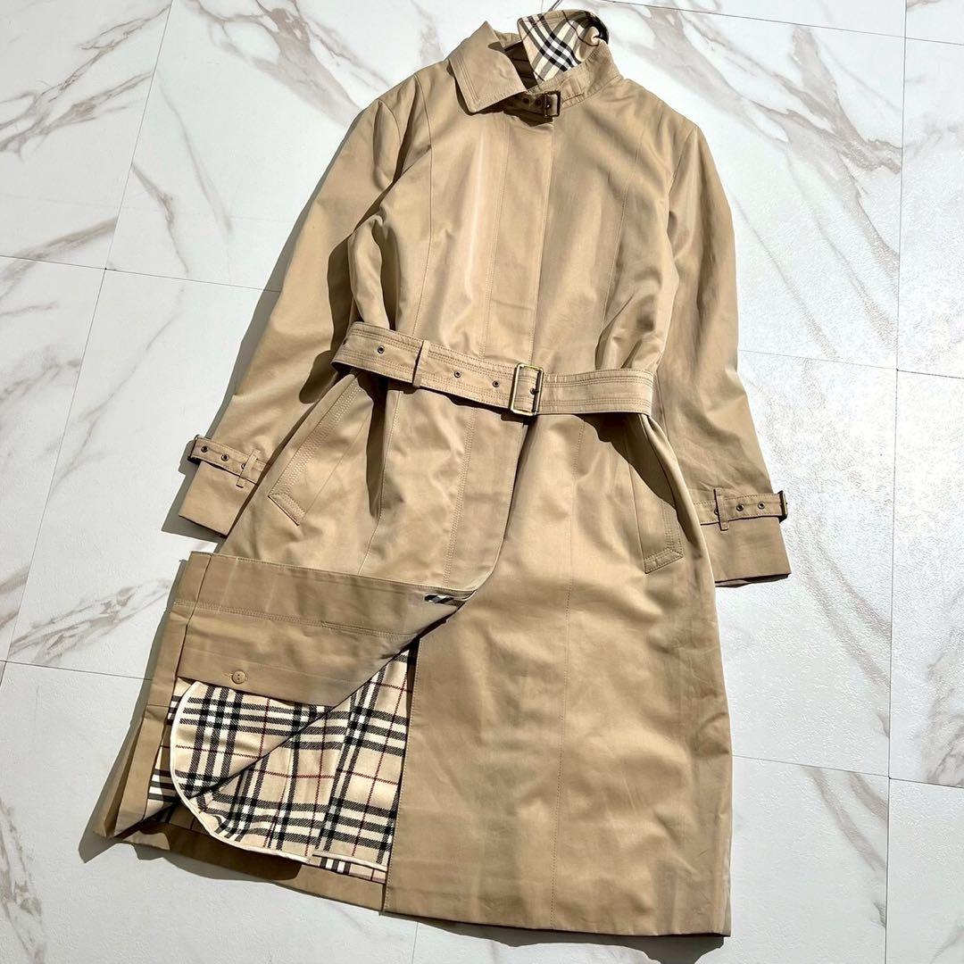 【極美品】バーバリー ステンカラーコート ノバチェック ライナー ハニーベージュ