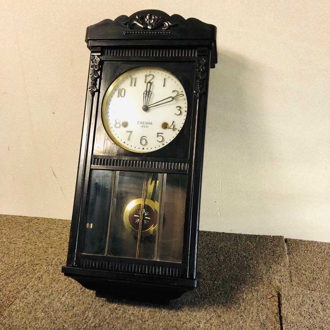 E87希少✨EIKEISHA 栄計舎 ゼンマイ式振り子時計 柱時計 アンティーク