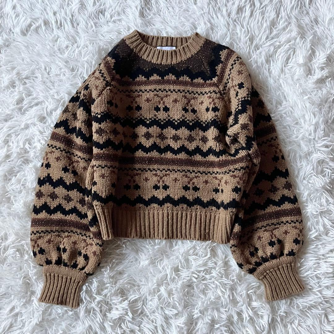 美品✨ セブンテン ミホカワヒト チェリージャガードニット ウールセーター