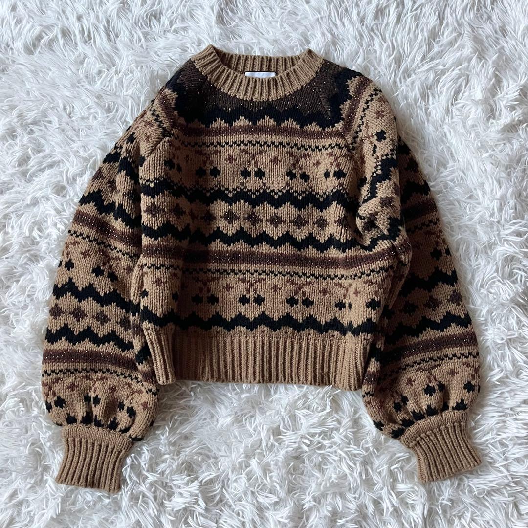 美品✨ セブンテン ミホカワヒト チェリージャガードニット ウールセーター