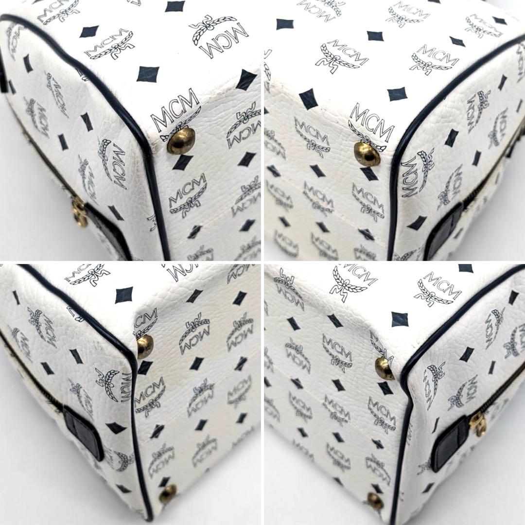 美品✨MCM エムシーエム ボストンバッグ ヴィセトス ホワイト ブラック 総柄