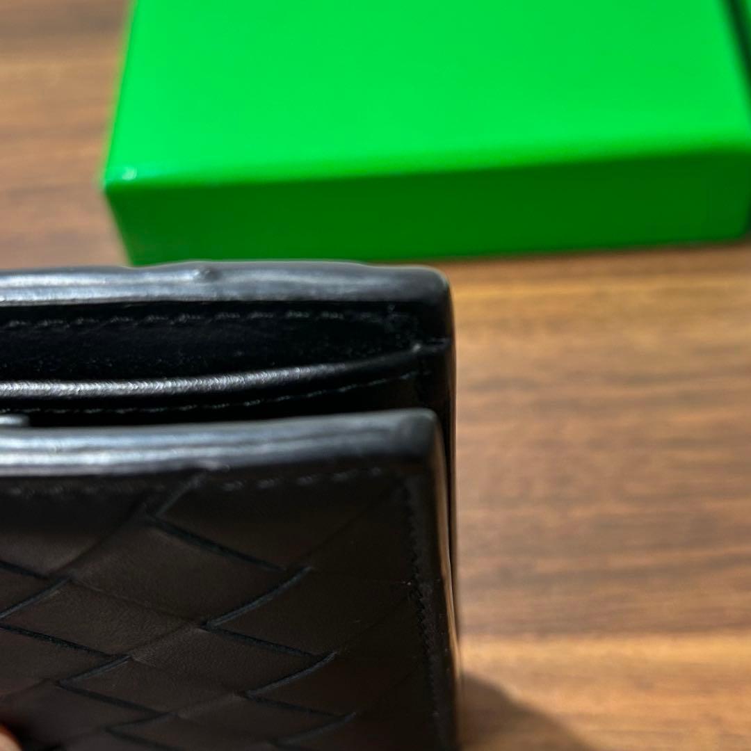 BOTTEGA VENETA／イントレチャートパース付二つ折ウォレット／黒