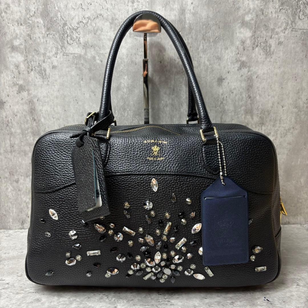 極美品タグ付き✨A.D.M.J. スワロフスキー ボストンバッグ ビジュー 黒