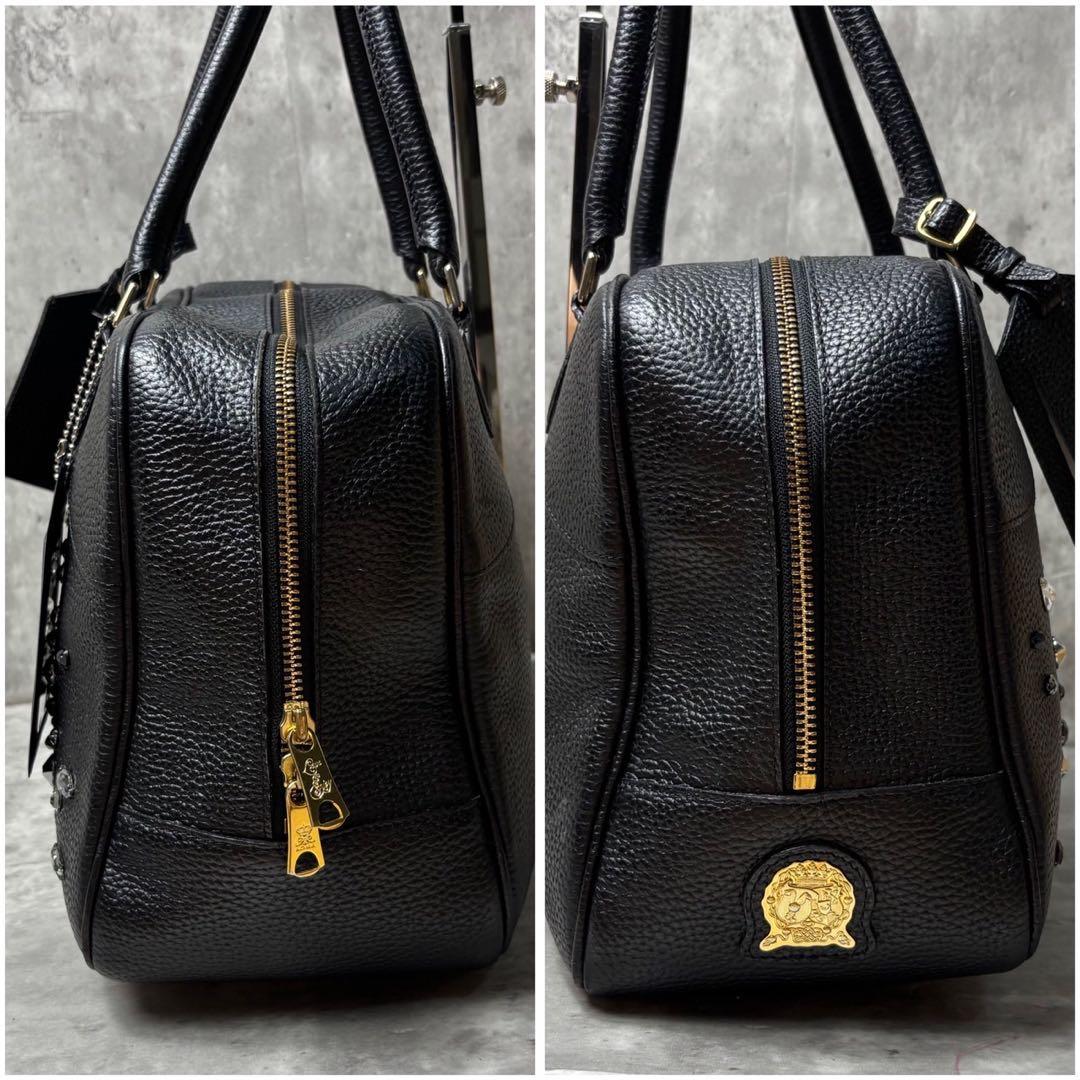 極美品タグ付き✨A.D.M.J. スワロフスキー ボストンバッグ ビジュー 黒