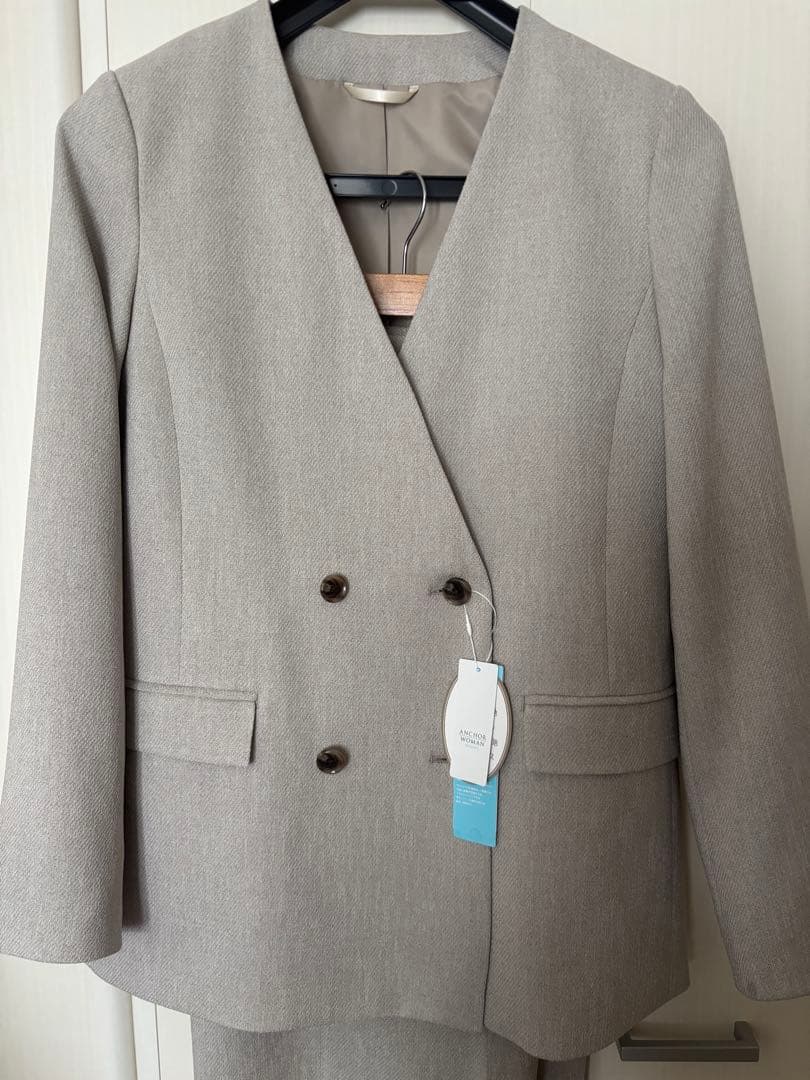 グレー ビジネススーツ　ワイドパンツ　レディース