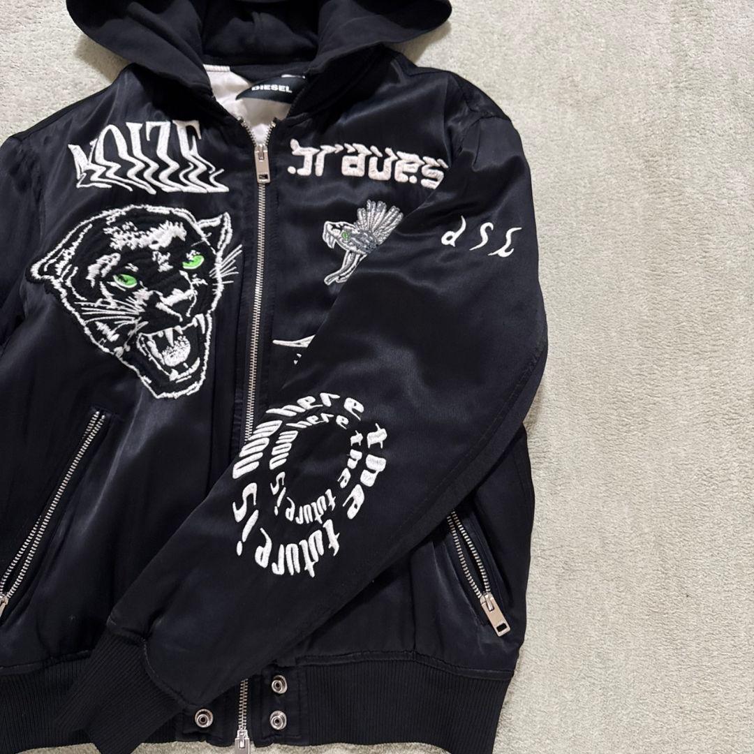 DIESEL ディーゼル スーベニアジャケット スカジャン フーディ 刺繍 黒