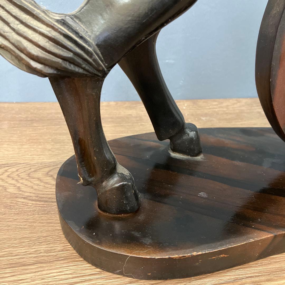 4F 希少 彫刻 木彫り 馬 オブジェ 置物 彫刻 一刀彫 縁起物 インテリア