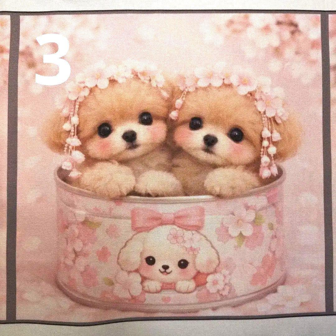 オーダーページ　ハンカチ　フラワー缶わんこ柄　1/15　ハンドメイド