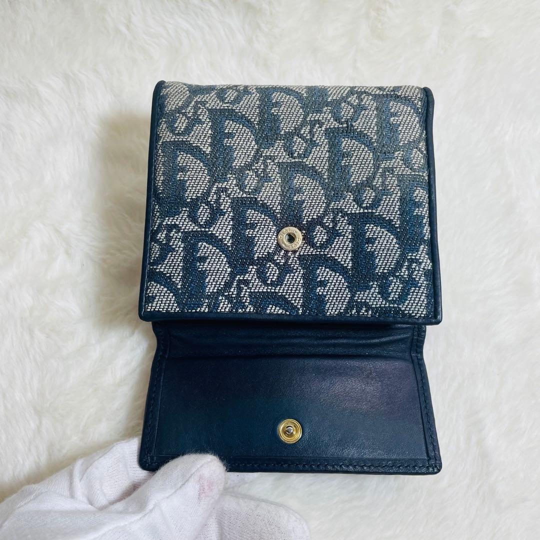 ChristianDior 正規品Wホック折り財布 トロッター キャンバス地