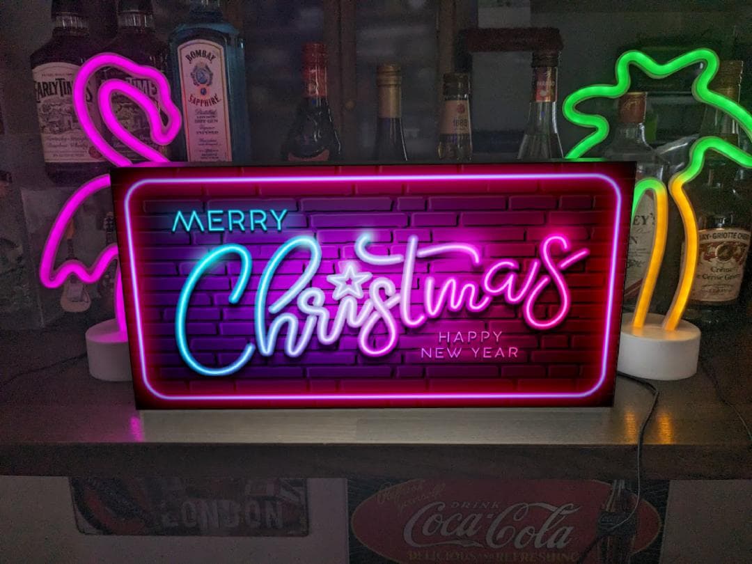 【Lサイズ】メリー クリスマス ネオン系 照明 看板 置物 雑貨 ライトBOX