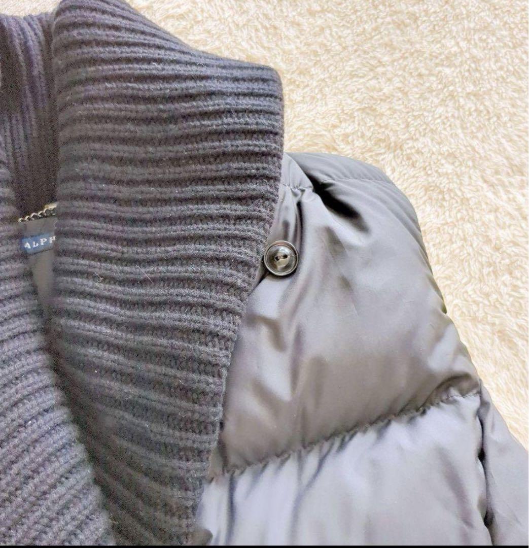 ラルフローレン　ダウンベスト　S　黒　ニットショールカラー　ダウン　カシミヤ