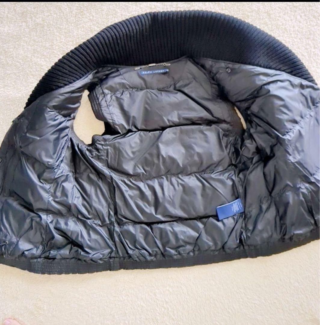 ラルフローレン　ダウンベスト　S　黒　ニットショールカラー　ダウン　カシミヤ