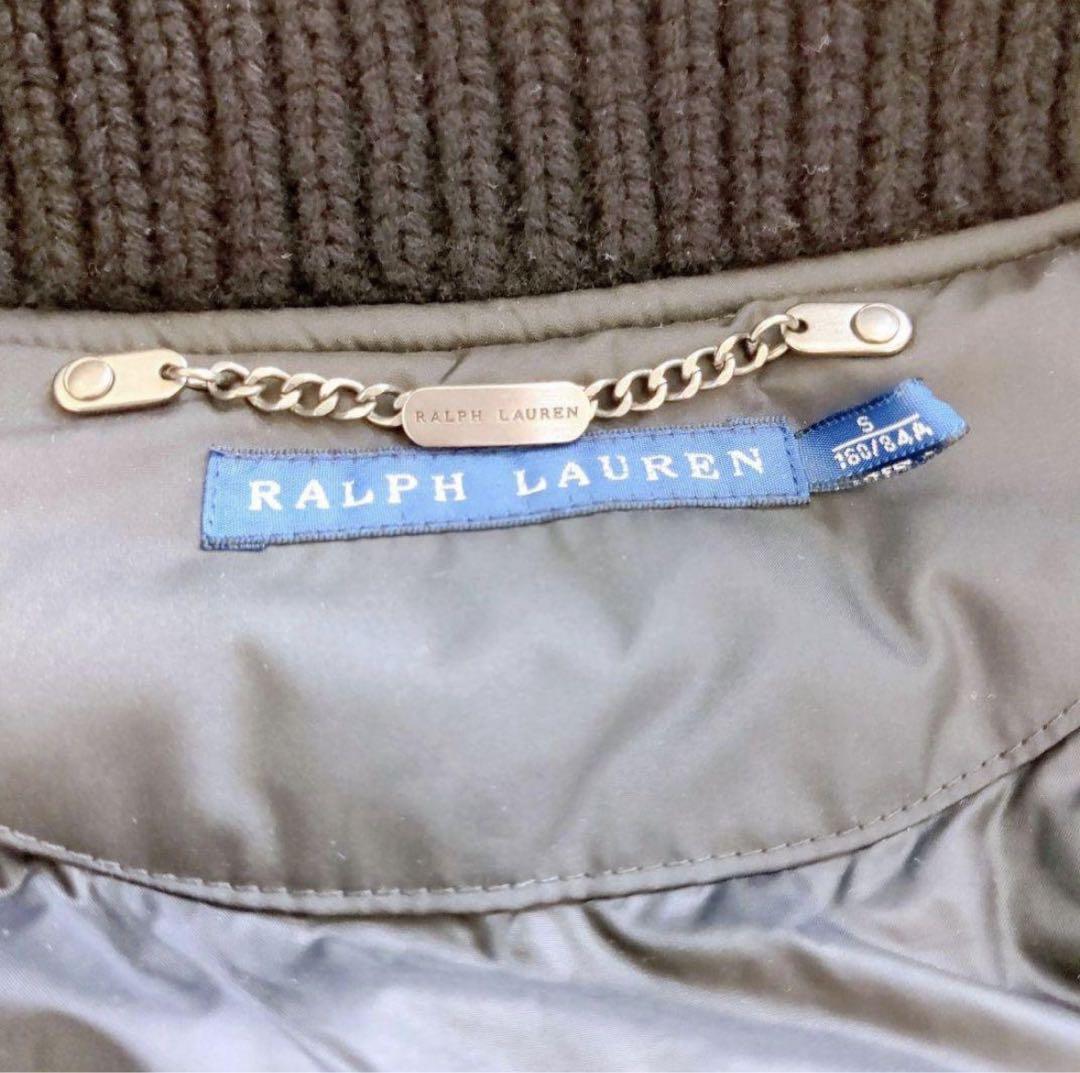 ラルフローレン　ダウンベスト　S　黒　ニットショールカラー　ダウン　カシミヤ