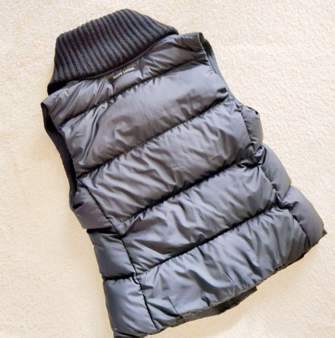 ラルフローレン　ダウンベスト　S　黒　ニットショールカラー　ダウン　カシミヤ