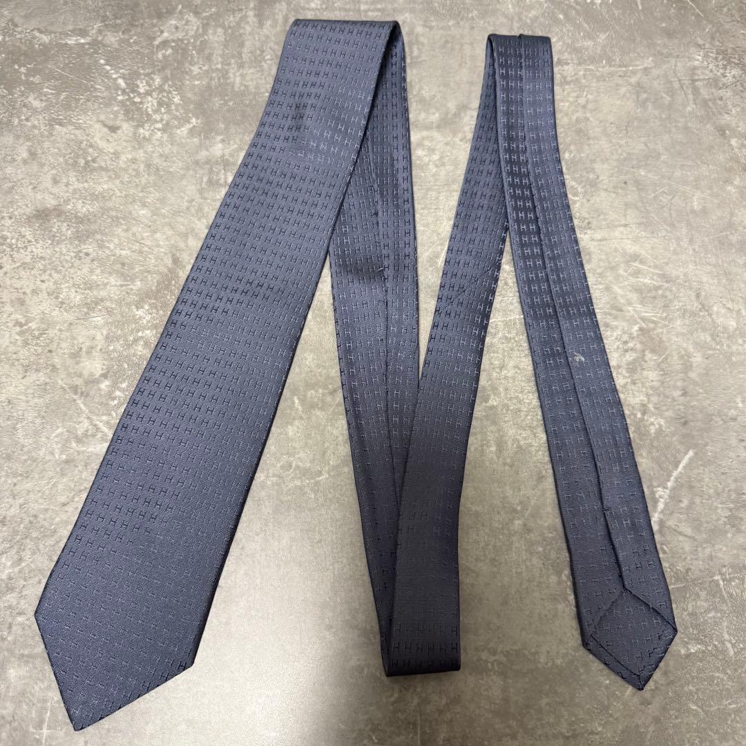 HERMES エルメス ネクタイ グレー ファソネ H柄 定番 王道 結婚式
