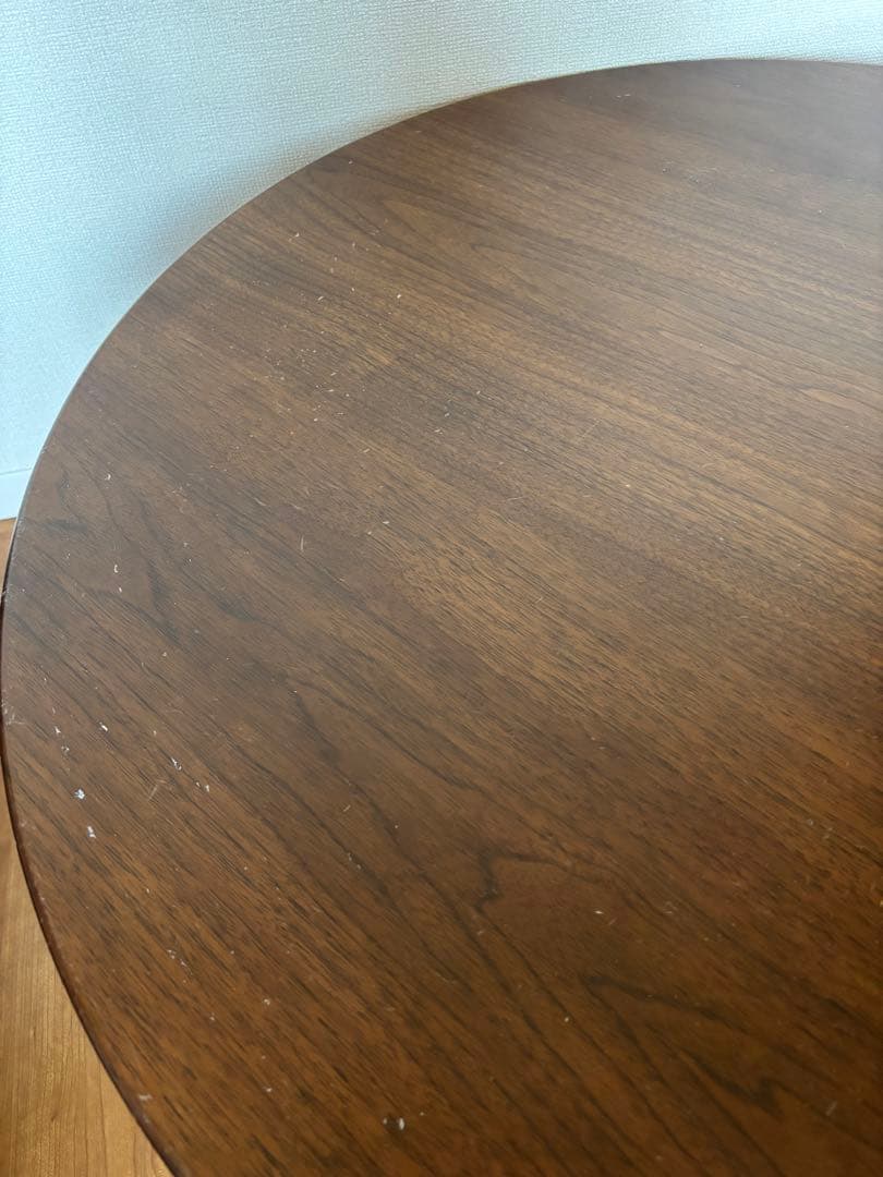 円形木製テーブル ダークブラウン