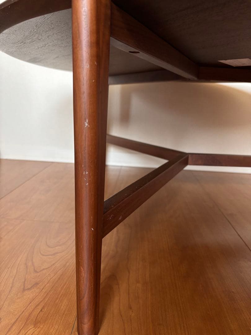 円形木製テーブル ダークブラウン