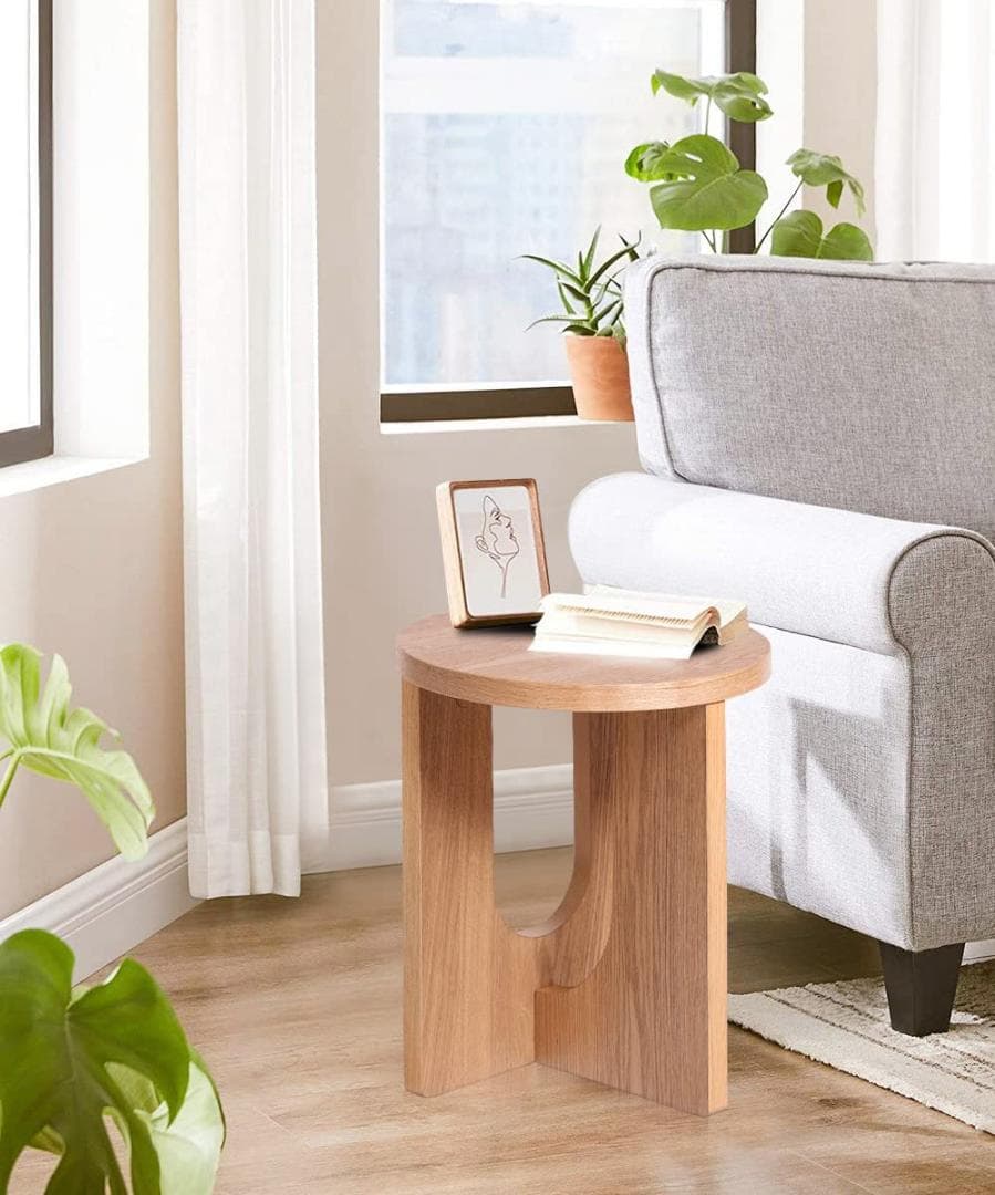 木製 洗練された天然木製サイドテーブル ナチュラル
